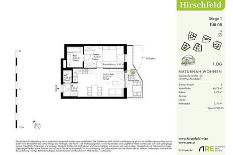 WOW! Provisionsfrei, MEGA PREIS und Erstbezug! Nähe U1 Leopoldau: 2 Zimmer mit Balkon, Wohnung-kauf, 270.000,€, 1210 Wien 21., Floridsdorf