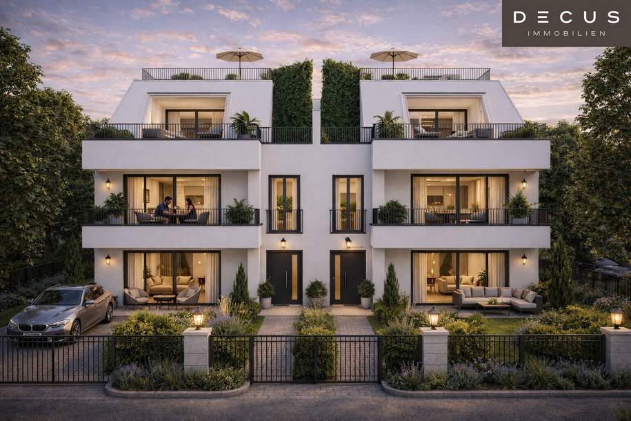 Exklusive Doppelhaushälfte mit großzügiger Dachterrasse direkt am Mühlwasser | Eigengrund | Schlüsselfertig, Haus-kauf, 925.000,€, 1220 Wien 22., Donaustadt