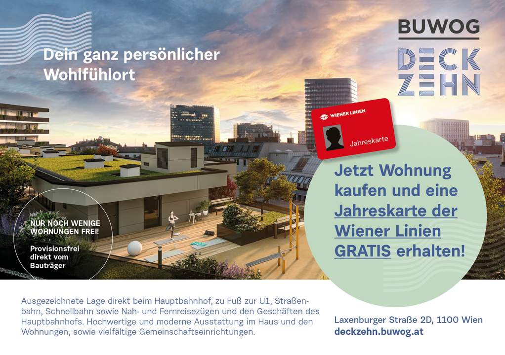 Neubau-Erstbezug - 2 Zimmer bei U1 Hauptbahnhof Wien. Mit gratis Jahreskarte der Wiener Linien!