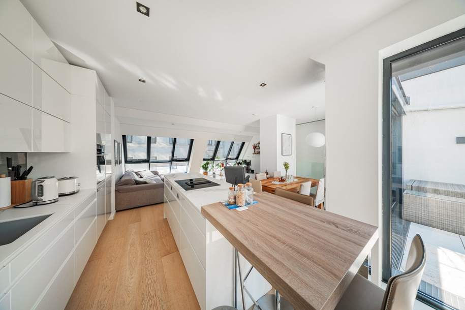 Lichtdurchflutete Dachwohnung mit Traumterrasse, Garage &amp; perfektem Grundriss – in begehrter Lage beim Loquaiplatz, Wohnung-kauf, 1.050.000,€, 1060 Wien 6., Mariahilf