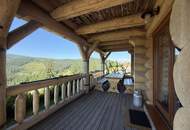 *** Einzigartiges 160 m² Naturstammhaus mit Veranda und Balkon am Alpl – Ruhe, Panoramablick und Ferienvermietungspotenzial ***