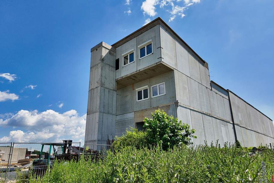 Betriebsobjekt im Rohbau mit Hallen und Büros | ca. 870m² Nutzfläche zzgl. Freiflächen | Gewerbegebiet Himberg, Gewerbeobjekt-kauf, 1.190.000,€, 2325 Bruck an der Leitha