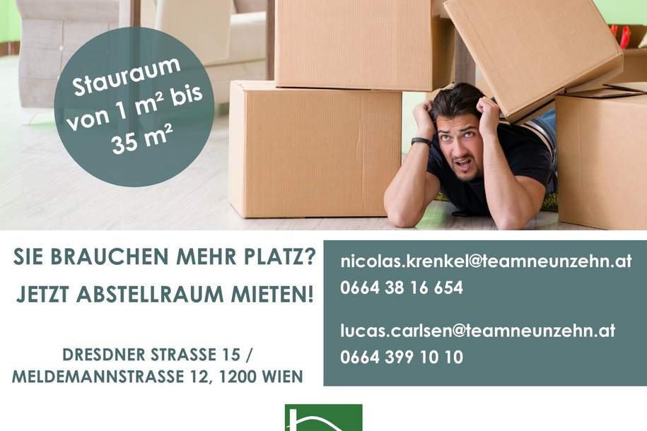 Einlagerungsräume auf der Meldemannstraße 12 zu vermieten. - WOHNTRAUM, Gewerbeobjekt-miete, 20,40,€, 1200 Wien 20., Brigittenau