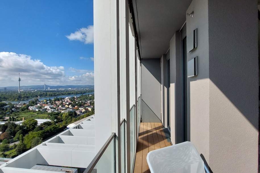 Stylische 1,5-Zi.-Wohnung mit Loggia &amp; Rooftop Pool | TOWER HOMES, Wohnung-miete, 865,00,€, 1220 Wien 22., Donaustadt
