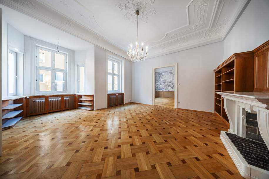 LÄSST JEDES ALTBAU-LIEBHABER-HERZ HÖHER SCHLAGEN: Gesamte BELETAGE mit über 200 qm in Bennogasse!, Wohnung-kauf, 1.399.000,€, 1080 Wien 8., Josefstadt