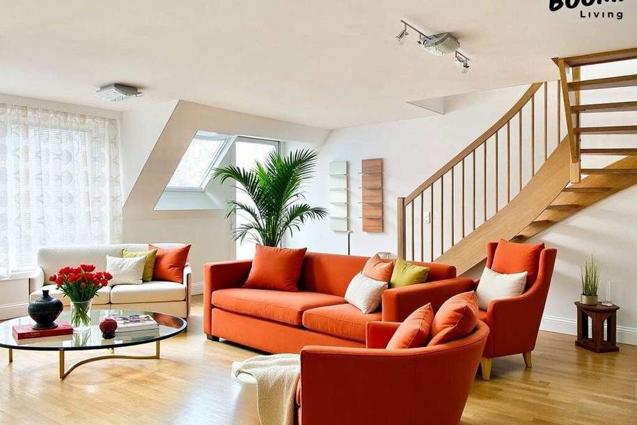 Exklusive Dachgeschoss-Maisonette mit großer Freifläche – 5,5 Zimmer, 3 Terrassen & Rooftop mit 360° Wien-Panoramablick // Nähe Weinberge – Garagenplatz, Wohnung-kauf, 1.195.000,€, 1190 Wien 19., Döbling