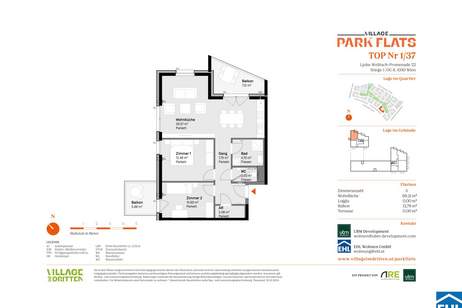 Nachhaltige Investition in eine aufstrebende Umgebung: Die PARK FLATS, Wohnung-kauf, 585.000,€, 1030 Wien 3., Landstraße