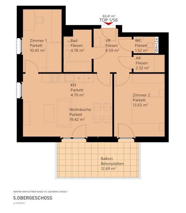 3-Zimmer-Neubauwohnung mit Markenküche, Balkon & Kellerabteil / K3-56
