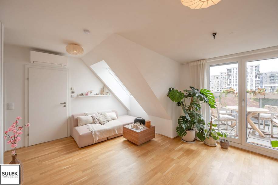 Helle 2-Zimmer-DG-Wohnung im jungen Neubau mit Westterrasse &amp; Klimaanlage – nur 5 Min. Fußweg zur U6 - ab 1.11. / 1.12.26, Wohnung-miete, 1.234,86,€, 1230 Wien 23., Liesing