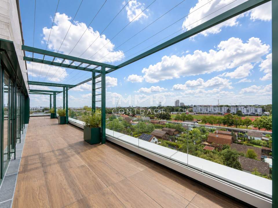PREIS NEU: Exklusives Penthouse mit 90qm Panoramaterrasse: Provisionsfrei: Wohnung + Büro