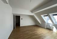 UNBEFRISTET - helle 2,5-Zimmer Dachgeschosswohnung mit Wohnküche, Schrankraum, 26 m2 Dachterrasse und Kellerabteil nahe Schönbrunn