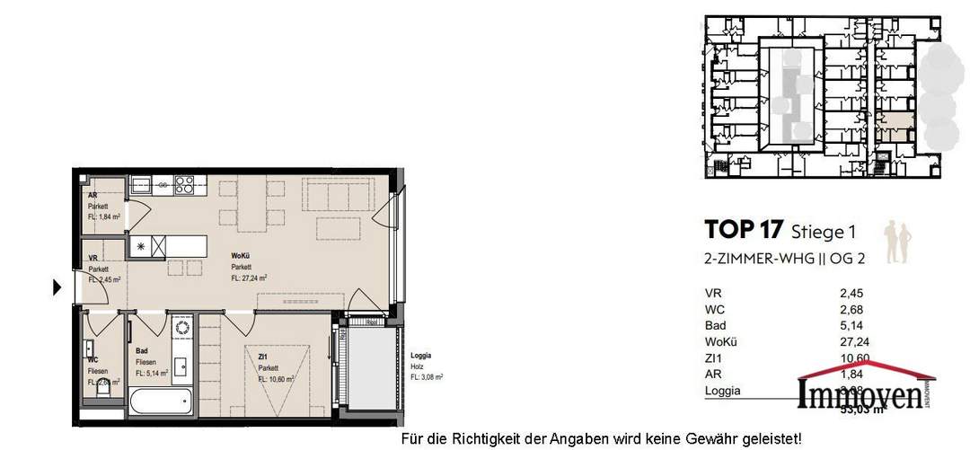 TOPLAGE und ERSTBEZUG: Straßenseitige, moderne 2-Zimmerwohnung mit Loggia! Besichtigung ab Februar 2025 möglich!