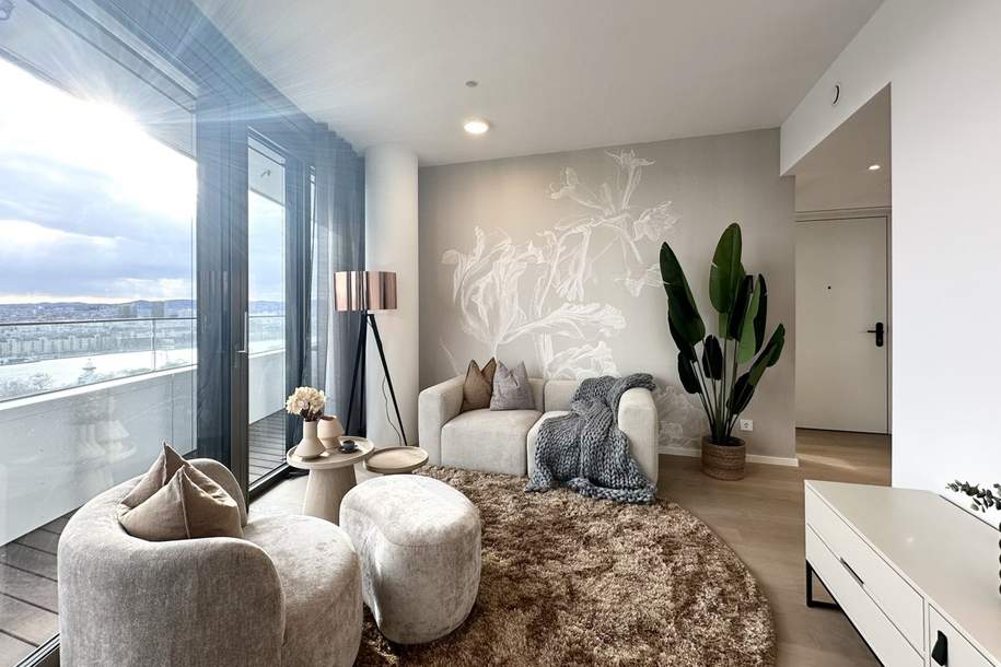 NEU! Möbliert - Doorman, Gym, Pool UND den schönsten Ausblick auf Stephansdom, Prater & Neue Donau, Wohnung-miete, 2.899,01,€, 1220 Wien 22., Donaustadt