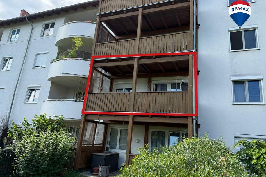 Ruhige 2-Zimmer-Wohnung mit Hof-Loggia und Tiefgaragenplatz, Wohnung-miete, 716,00,€, 4600 Wels(Stadt)