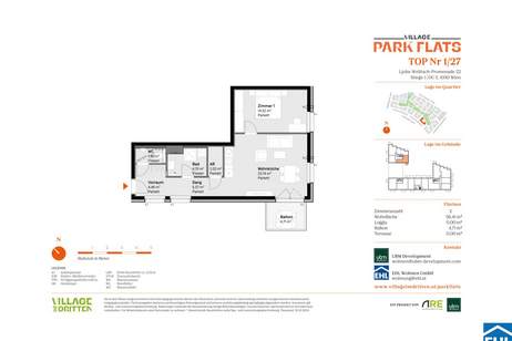 Parknähe und Urbanität – Ihr Anlageobjekt bei den PARK FLATS, Wohnung-kauf, 180.000,€, 1030 Wien 3., Landstraße