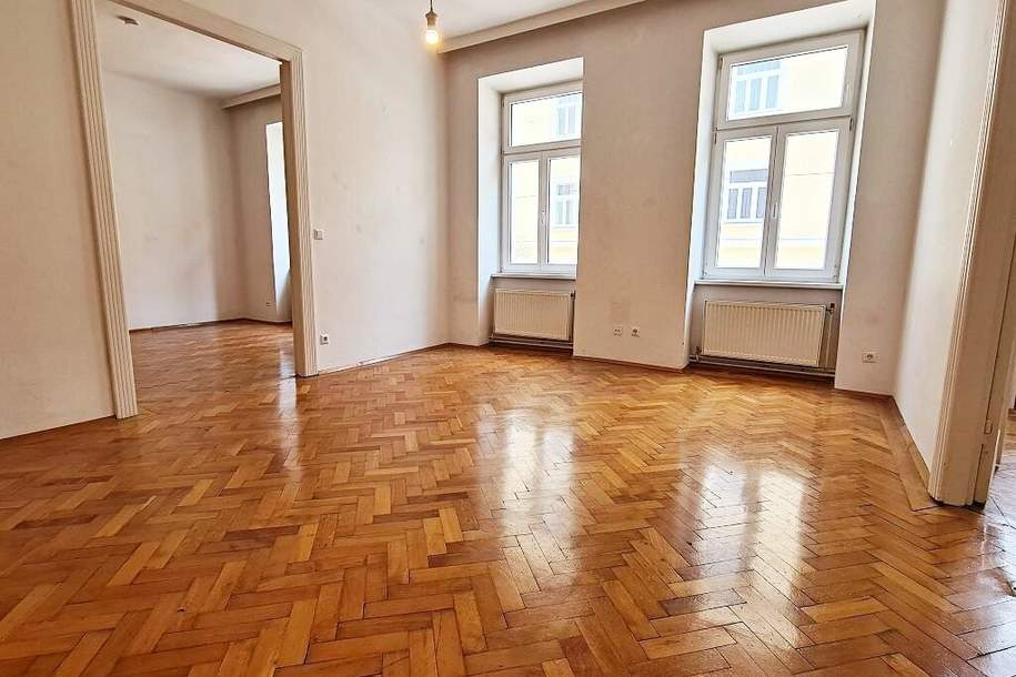 BELVEDERE-NÄHE, KEILGASSE, 89 m2 Altbau mit Loggia, 4 Zimmer, Küche, Wannenbad, Parketten, 1. Liftstock, Wohnung-miete, 1.482,23,€, 1030 Wien 3., Landstraße