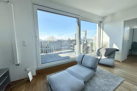 AB SOFORT BEZIEHBAR - VOLL MÖBLIERT + Einbauküche &amp; Klimaanlage!! Tolle 2 Zimmerwohnung + Dachterrasse nahe der Alten Donau! U1 Alte Donau &amp; Kagran!!, Wohnung-miete, 1.250,00,€, 1220 Wien 22., Donaustadt