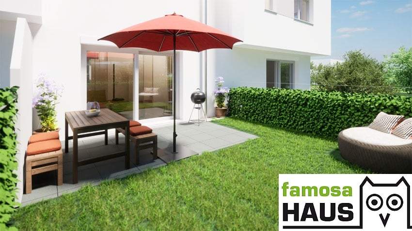 Provisionsfreier Erstbezug: vollunterkellertes Reihenhaus mit 4 Zimmern, Terrasse, Dachterrasse und Eigengrund samt Garagenplatz