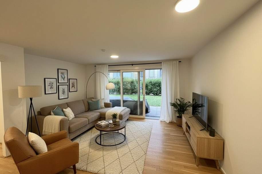 AB 2026! 2 Zimmer- Gartenwohnung neben De la Salle Schule! Schwimmbad und Weinkeller im Haus!, Wohnung-miete, 1.099,35,€, 1210 Wien 21., Floridsdorf