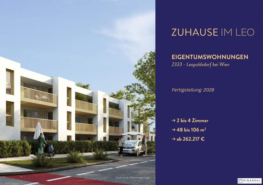 Zuhause IM LEO | Tolle 2 Zimmer Balkonwohnung | 2.OG | Tiefgarage im Gebäude | Hauptstraße | Ende 2028 - Top 32
