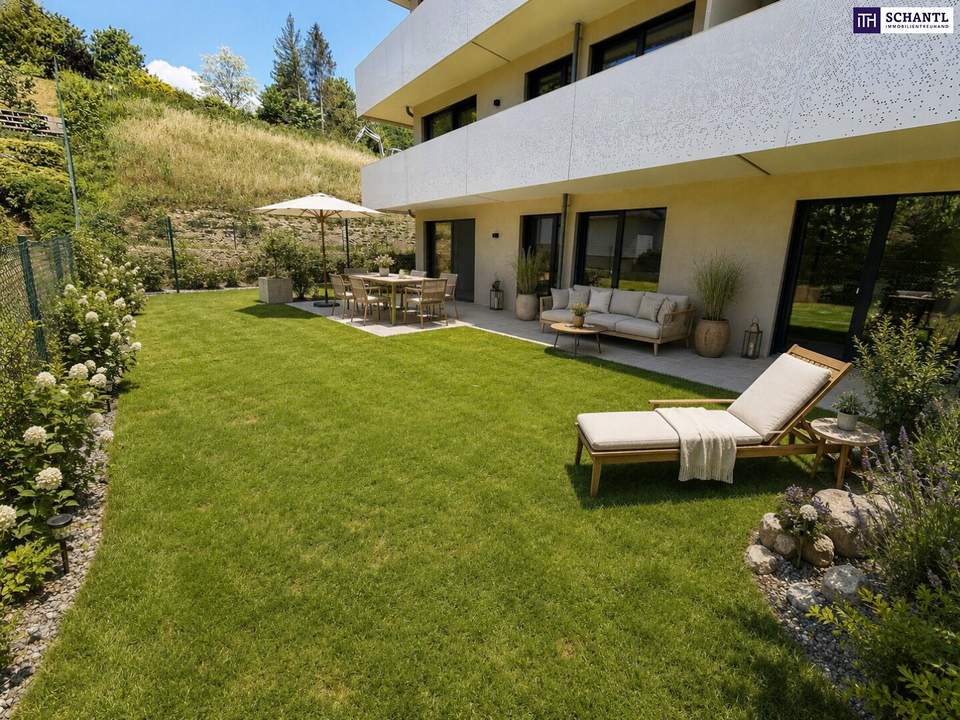 FIRE SALE!! Ein Stück Natur - ganz für sich allein! Das perfekte Familienparadies! Geniale Neubauwohnung mit WOW-Effekt! Riesiger Eigengarten und Terrasse + 4 Zimmer + Grün wohin das Auge reicht + Luftwärmepumpe!