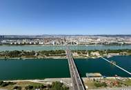 TOP-möbliertes Apartment mit Rundumblick &amp; Goodies (Gym, Pool, Spa, Lounges, Doorman): Neubau-Erstbezug Neue Donau