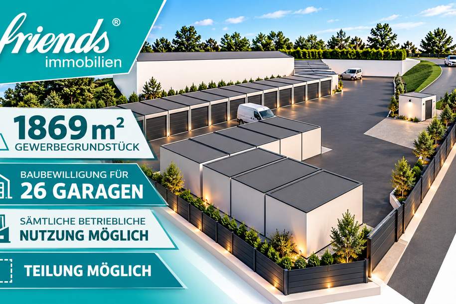 1869m2 Gewerbegrundstück, Baubewilligung für 26 Garagen, Grund und Boden-kauf, 419.000,€, 2551 Baden