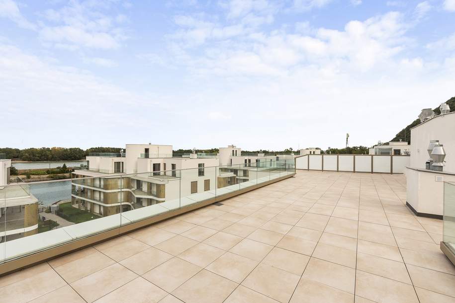 Meisterstück moderner Architektur: Penthouse mit 230m2 Terrasse &amp; Wasserblick, Wohnung-kauf, 1.850.000,€, 1190 Wien 19., Döbling