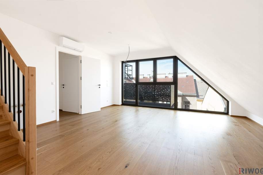 BEZUGSFERTIG // 2 Zimmer Duplex-DG-Wohnung mit Balkon // Klima, Luft-Wärme-Pumpe, Außenbeschattung, Wohnung-kauf, 399.000,€, 1120 Wien 12., Meidling
