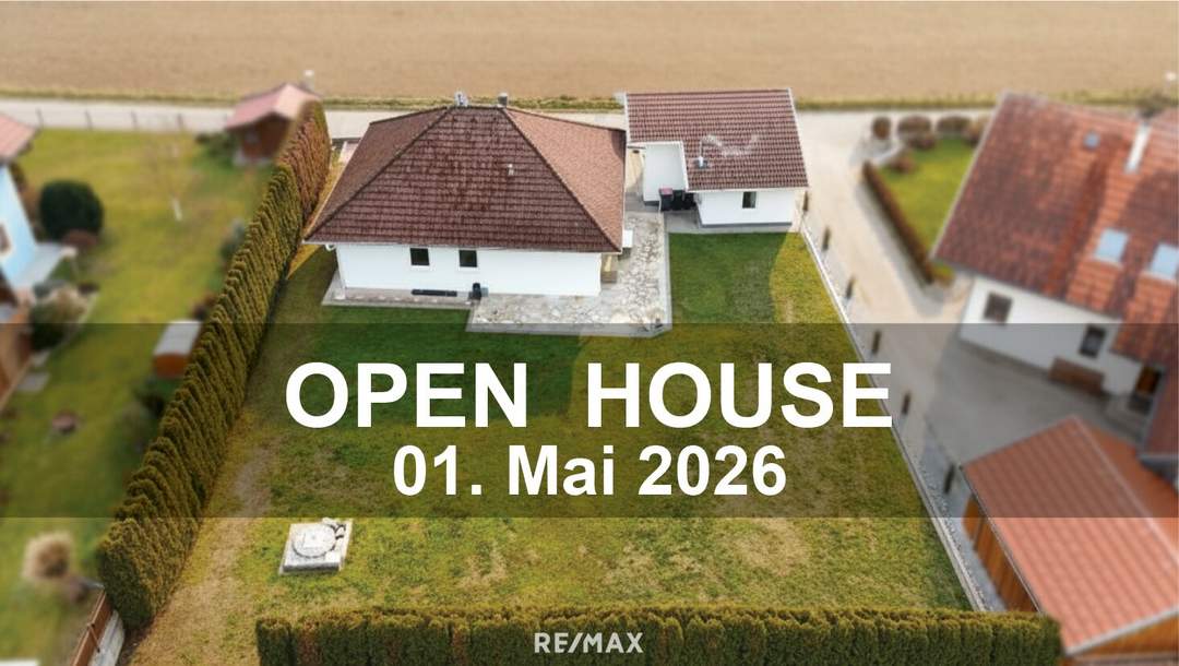 Bungalow mit großzügigem Nebengebäude, Terrasse und nachhaltiger Heiztechnik