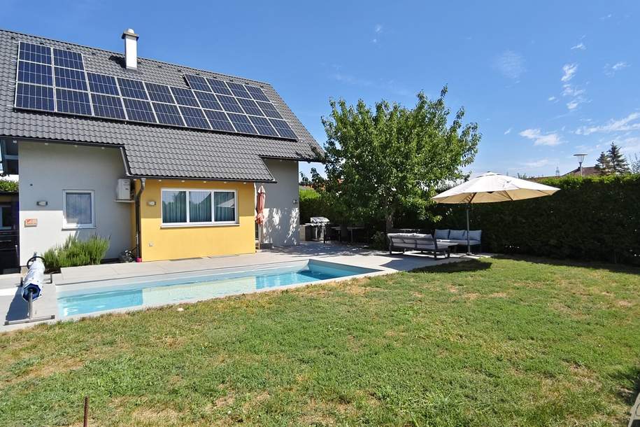 Einfamilienhaus mit Pool & PV-Anlage | 150 m² Wohnfläche | 5 Zimmer | 595 m² Grund | Klimaanlage uvm!, Haus-kauf, 590.000,€, 2284 Gänserndorf