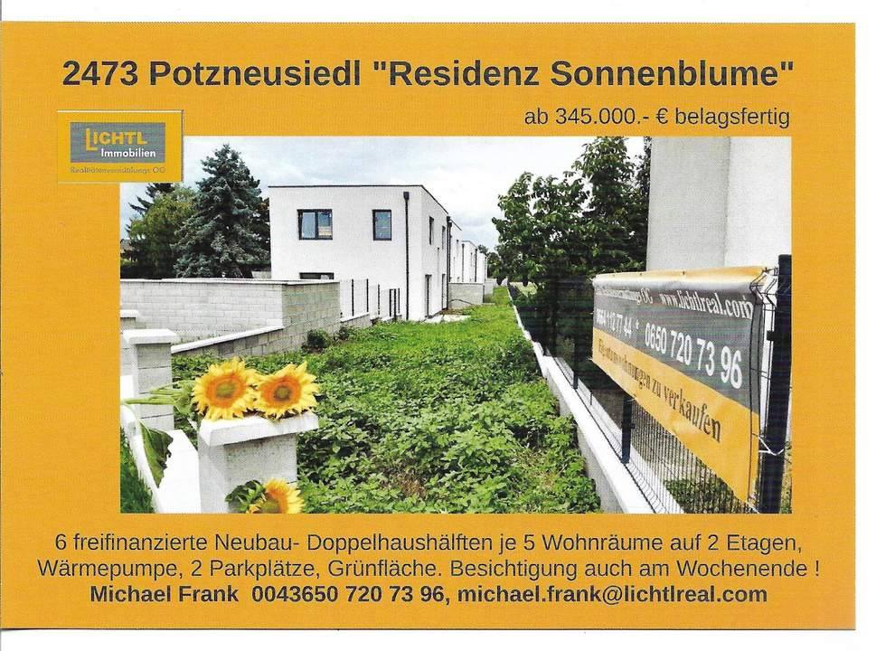 Refugium "Sonnenblume"- Erstbezug Doppelhäuser auf Eigengrund