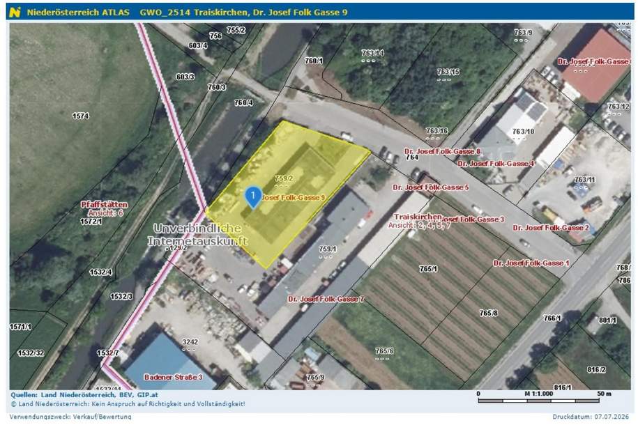 "Aufgepasst Baumeister! Lager mit Sandgruben und Werkstätte auf 2000m ² Bauland", Gewerbeobjekt-kauf, 890.000,€, 2514 Baden
