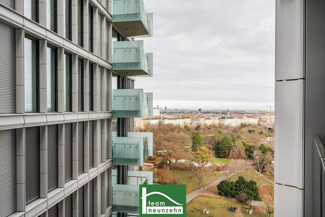 New York Feeling nahe Stadtzentrum - 12. Stock mit Blick auf Wien - Moderner Wohnturm inkl. Deckenkühlung