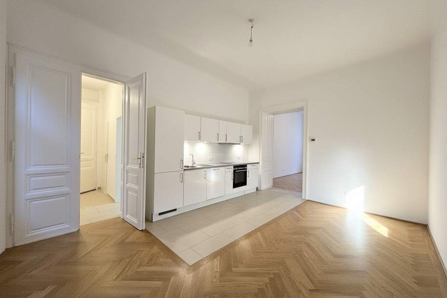 Elegante unbefristete hofseitige 2 Zimmer - Altbauwohnung mit moderner Ausstattung - in 1070, Halbgasse nahe Westbahnhof &amp; Mariahilfer Straße, Wohnung-miete, 1.088,96,€, 1070 Wien 7., Neubau