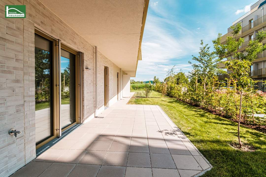 Ihr Garten zum Entspannen im grünen "Hirschfeld" - 3.Zimmer im Erdgeschoss mit Top-Ausstattung (Geothermie,..) - Provisionsfrei