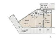 stylische 55m² Dachgeschosswohnung | 2 Zimmer | 23m² Terrasse mit Süd-West Blick | Klimaanlage & Außenjalousien