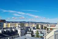 TOPGELEGENHEIT, Fernblick, 61 m2 Dachgeschoß mit 48 m2 Terrasse, Wohnküche, 1 Zimmer, Wannenbad, Parketten, Holbeingasse