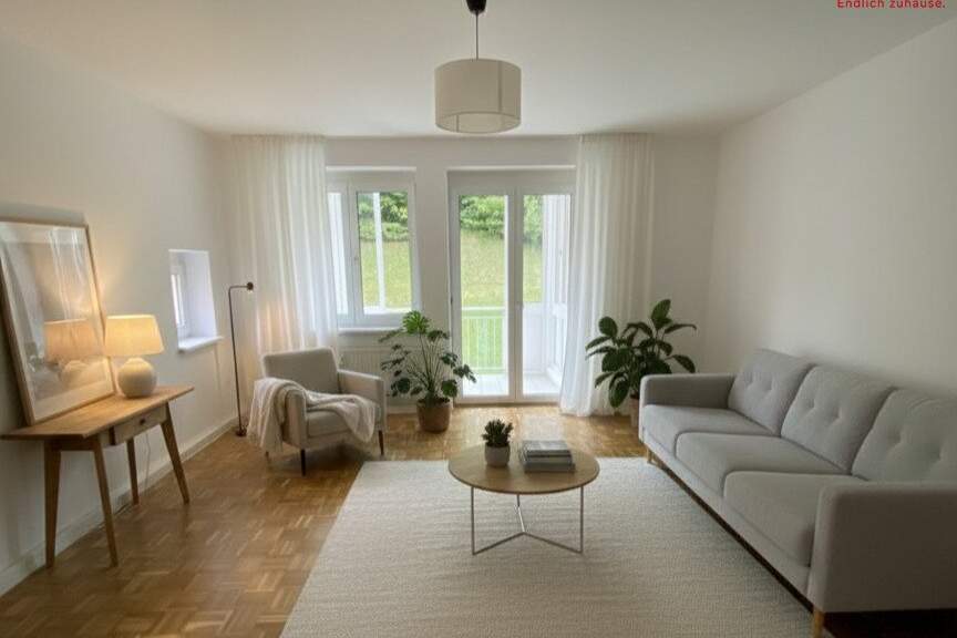 Idyllische Wohnfühloase im ländlichen Herzen von Grünburg - praktisch geschnittene 3 Raum Wohnung mit Loggia, Abstellraum und Parkplatz direkt vor der Haustür! Jetzt mit inspirierenden visualisiertem Wohnkonzept., Wohnung-miete, 683,09,€, 4594 Kirchdorf an der Krems
