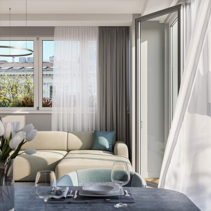 NEU: Charmante 2 Zimmer Wohnung mit loggia und praktischem Abstellraum: WOHNEN AM PARK - U6 Burggasse