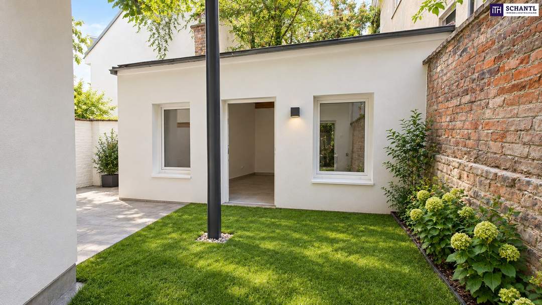 Exklusive, neu sanierte Gartenwohnung mit eigenem Hofgebäude + moderner Luftwärmepumpe + rundum saniertes Altbauhaus