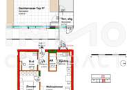 54qm 2ZI Dachgeschoss mit 22,85qm Terrasse, 33qm Gründach, 14,07qm Balkon