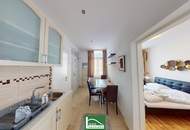 Innenstadt-nahe Lage direkt bei der U1 Vorgartenstraße - Möbliertes Apartment mit Lift im Gebäude! Schlafzimmer in Innenhof-Ausrichtung