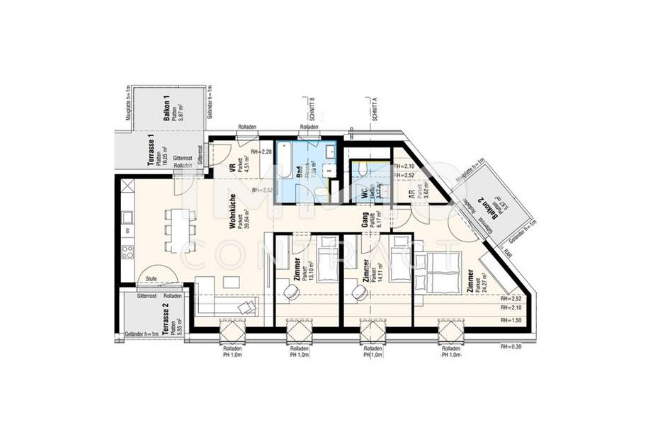Dachgeschoßwohnung Terrasse und Balkon, Wohnung-kauf, 545.000,€, 2326 Bruck an der Leitha