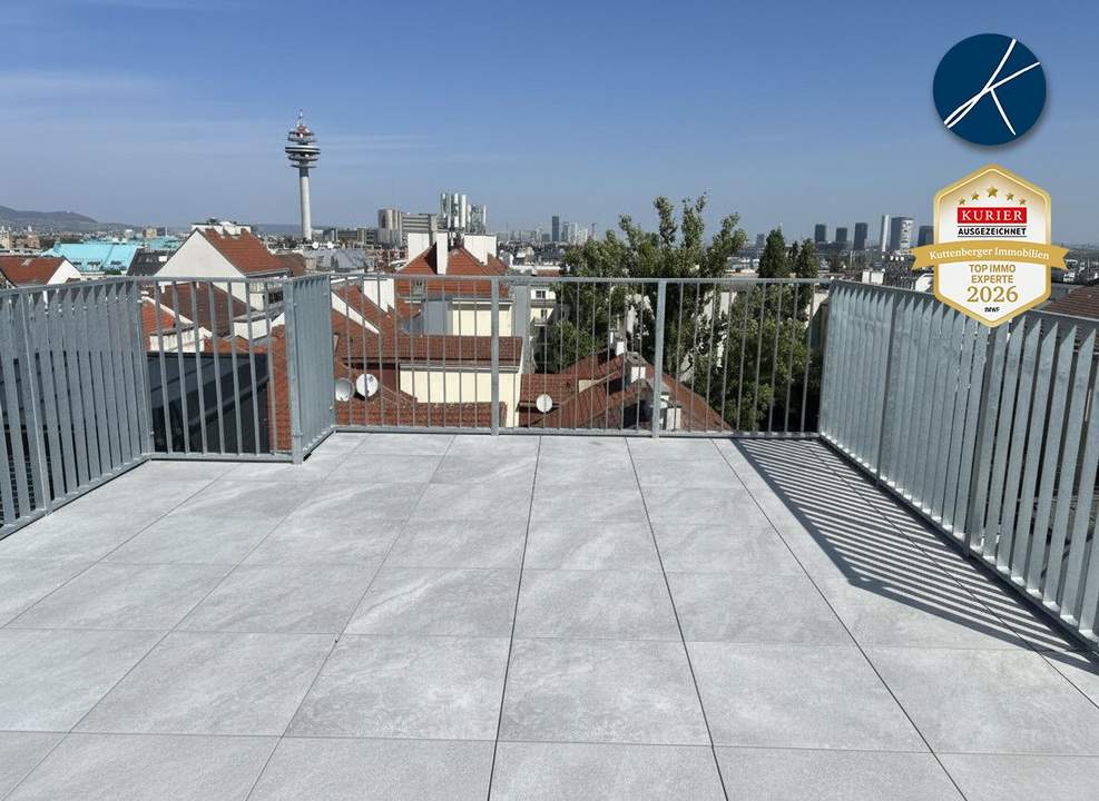 *Superprojekt: ''Über den Baumwipfeln" TOP 52 mit Süd-Westausrichtung + PANORAMA-DACHTERRASSE + 360° WIEN-BLICK