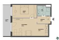 Ruhelage: moderne 2-Zimmer-Wohnung mit Loggia nahe Donau