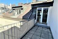 GONZAGAGASSE, BÖRSE-NÄHE, klimatisiertes 122 m2 Dachgeschoss mit 8 m2 Terrasse, 3 Zimmer, Komplettküche, 2 Bäder, Parketten