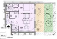 Eigengarten &amp; Terrasse inmitten der Stadt! 2 Zimmer Neubauwohnung ab Ende April beziehbar!
