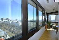 Sky High Living: 2-Zimmer Wohnung mit ganzjährig nutzbarer Loggia und atemberaubendem Wien-Panorama im 9. Stock! High-End Ausstattung!