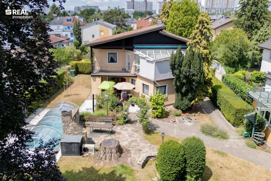 Einfamilienhaus mit Salzwasserpool, Wintergarten, Garage und zwei Carports, Haus-kauf, 1.539.000,€, 1230 Wien 23., Liesing
